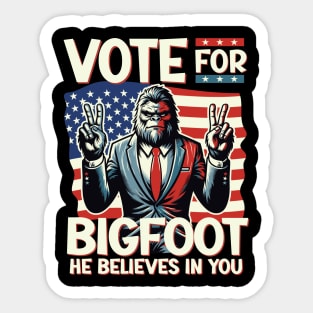 Bigfoot for President - Vote for Bigfoot USA Flag Sticker